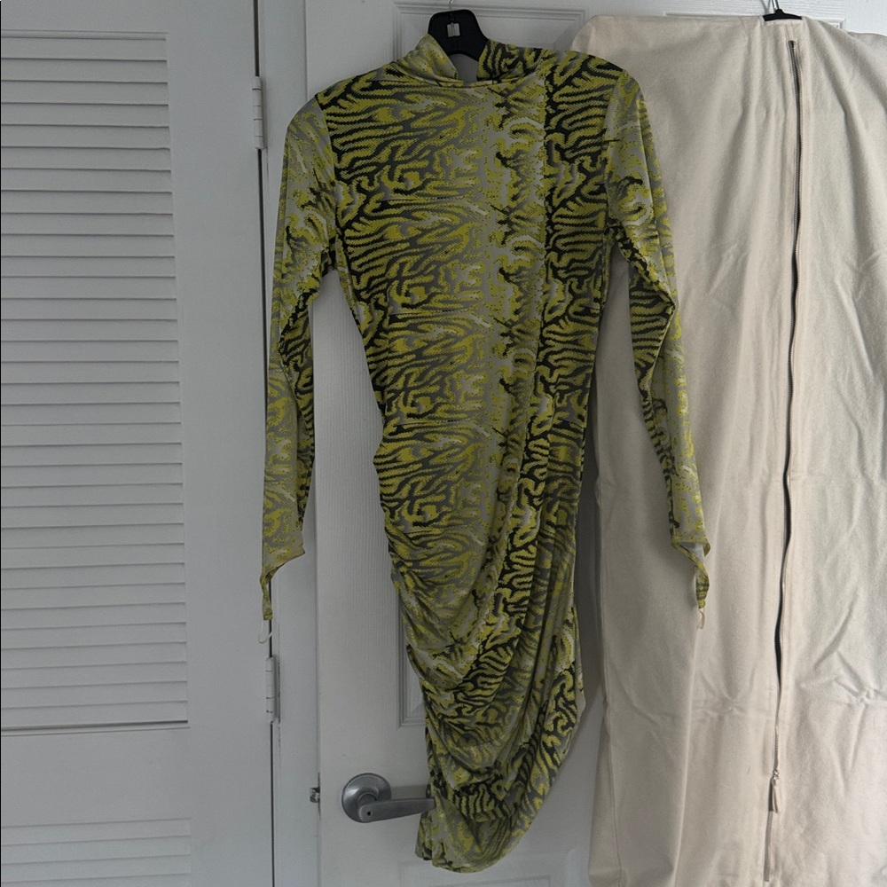 Yellow and Black Patterned Dress